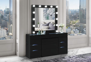 ELLA BLACK VANITY SET WITH STORAGE STOOL