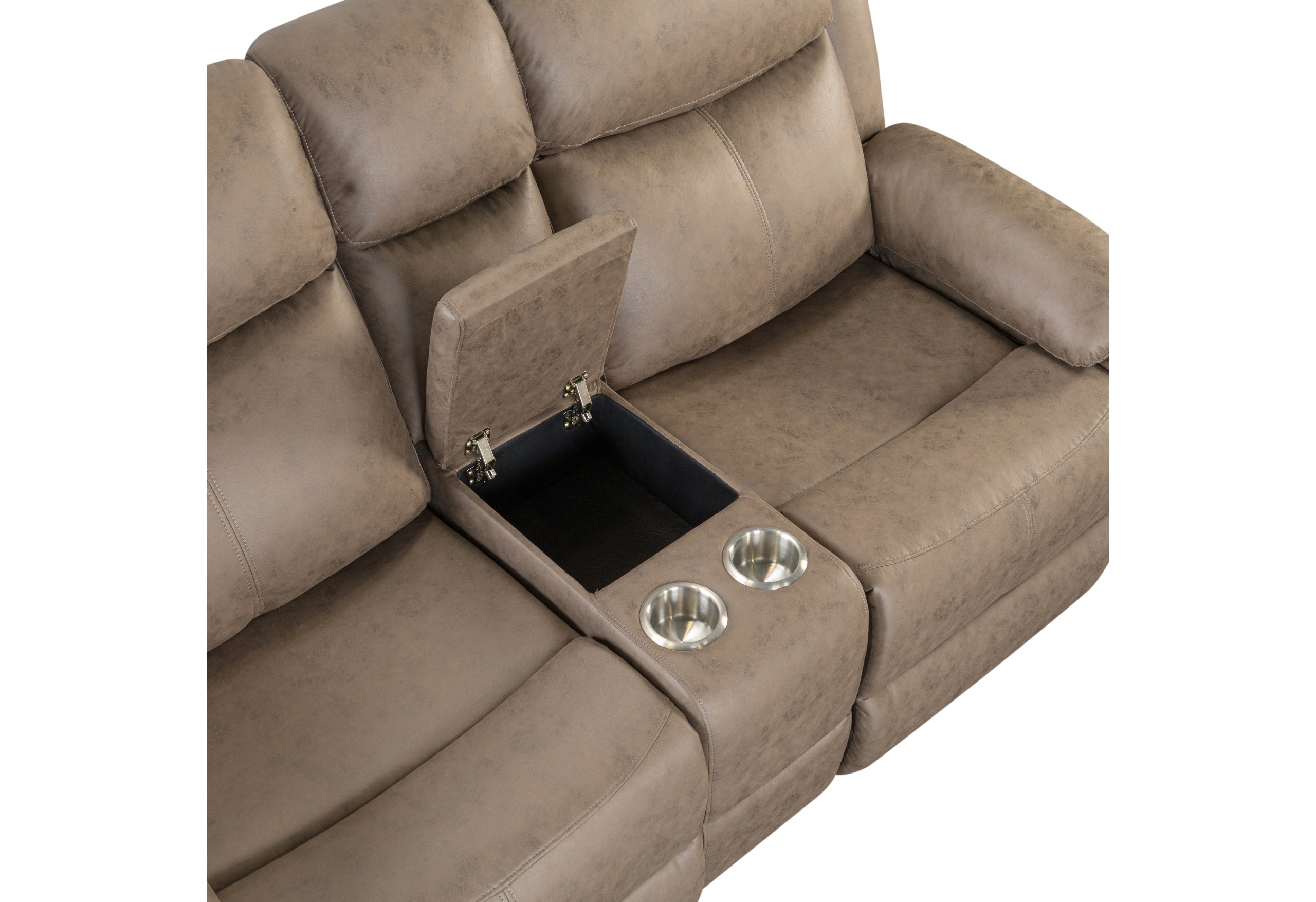 U6026 BROWN RECLINING SOFA/RECLINING CONSOLE LOVESEAT