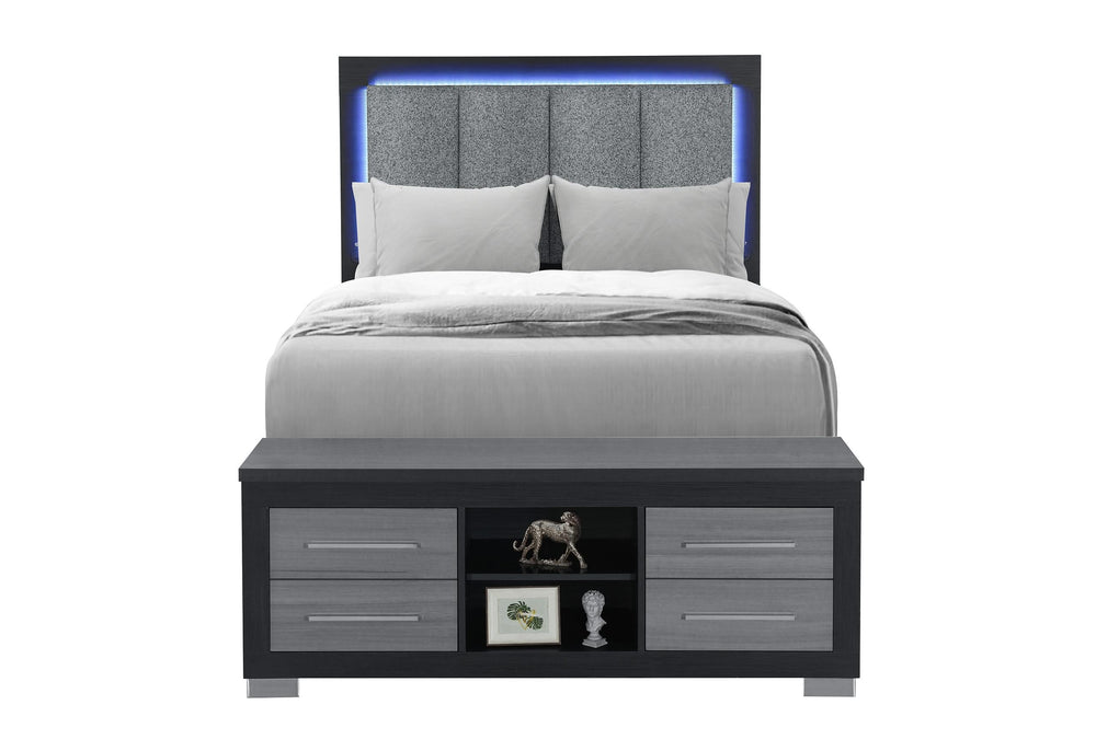 EMMA BLACK/GREY FULL BED WITH LED AND USB
