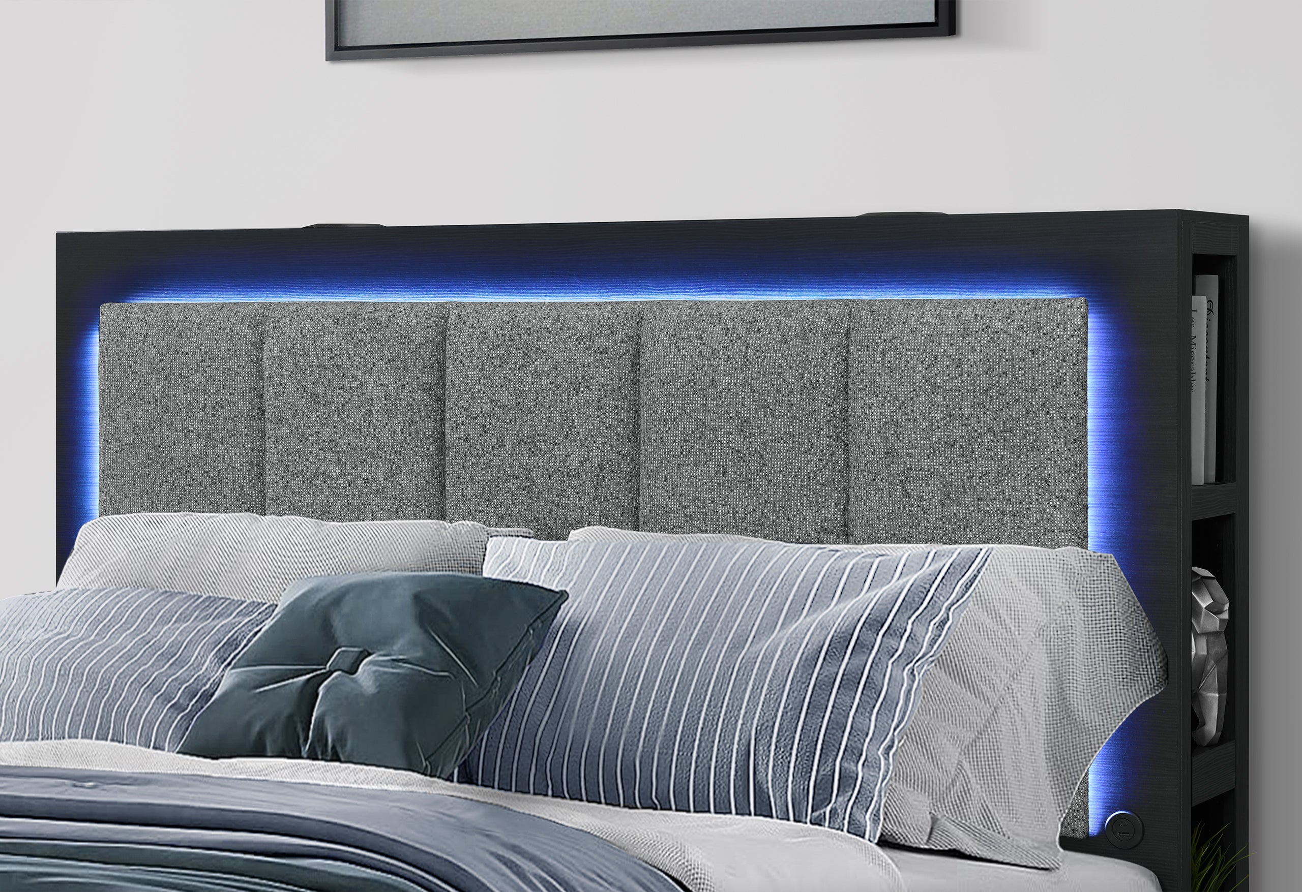 MADISON/EMMA BLACK/GREY KING BED, DRESSER, MIRROR AND CHEST