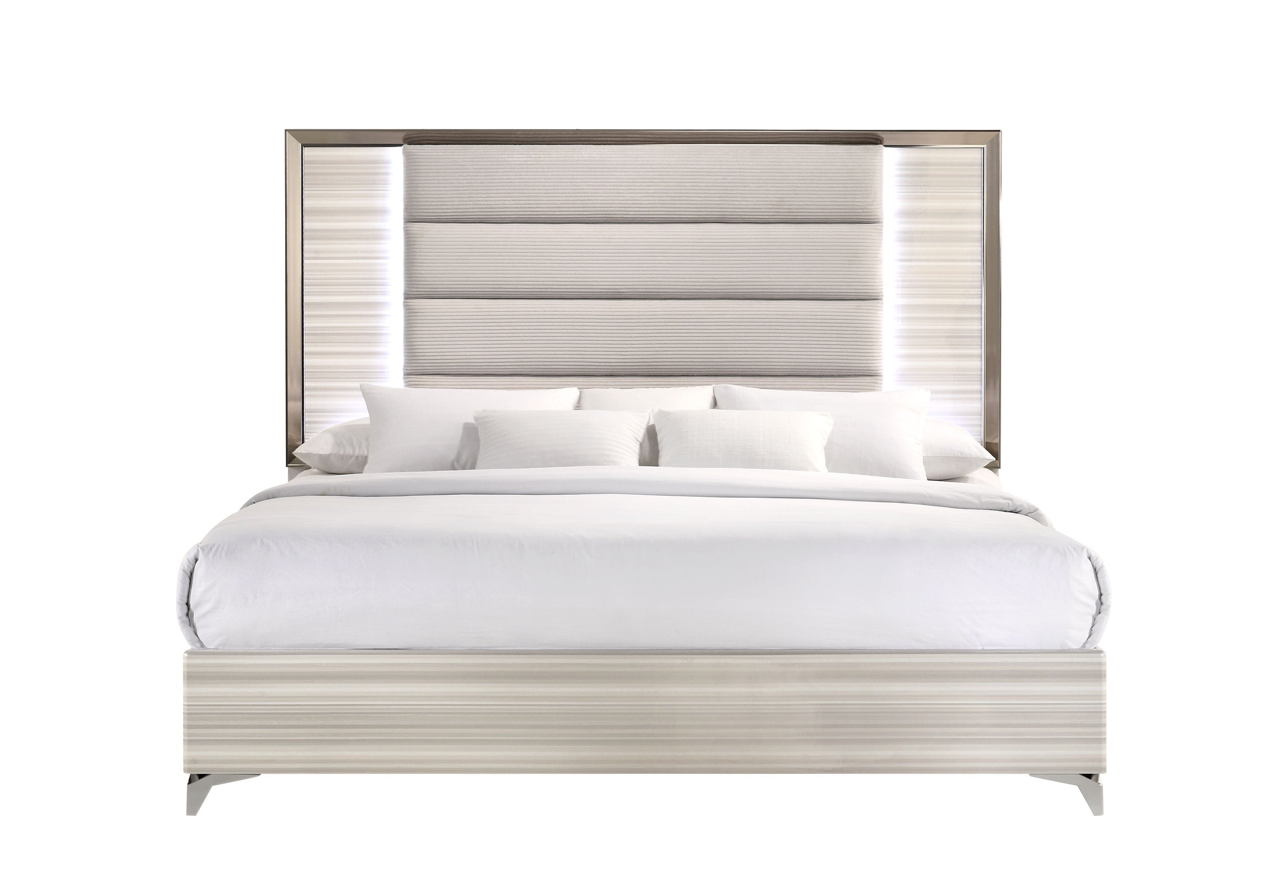 ZAMBRANO WHITE KING BED WITH LED