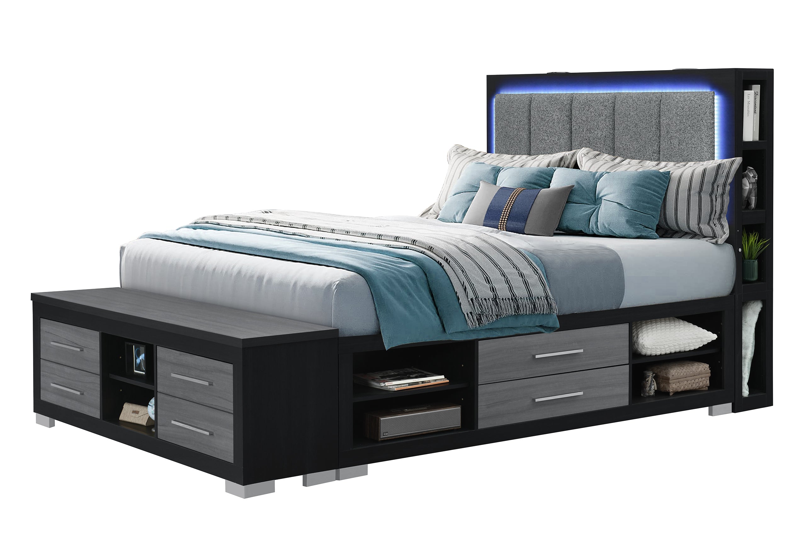 MADISON BLACK/GREY QUEEN BED