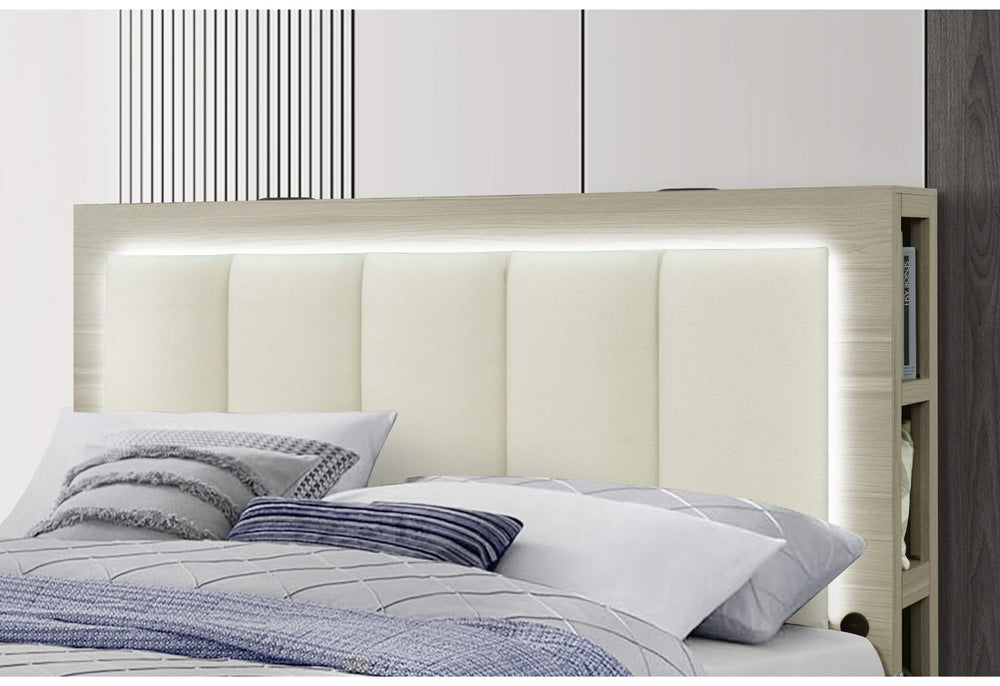 MADISON NATURAL/WHITE QUEEN BED