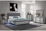 GRUPO DE CAMA AMELIA GRIS NEGRO KING CON LED