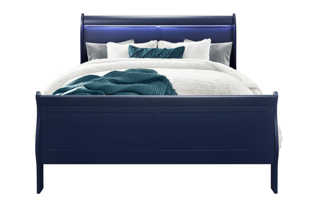 CAMA QUEEN CHARLIE BLUE CON LED