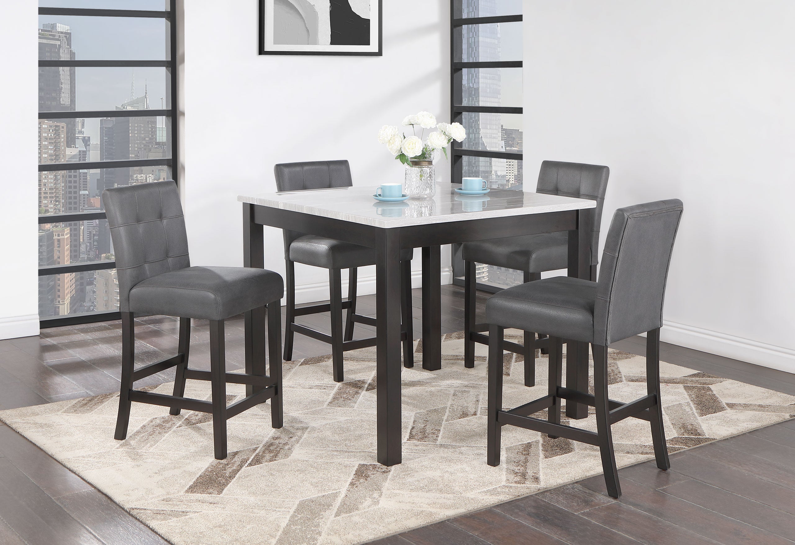 D4052 BAR TABLE AND 4 BAR STOOLS