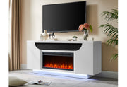 AILEEN WHITE 76" ENTERTAINMENT UNIT WITH LED, SPEAKERS, CRYSTAL INSERTS AND POP UP CENTER DOORS