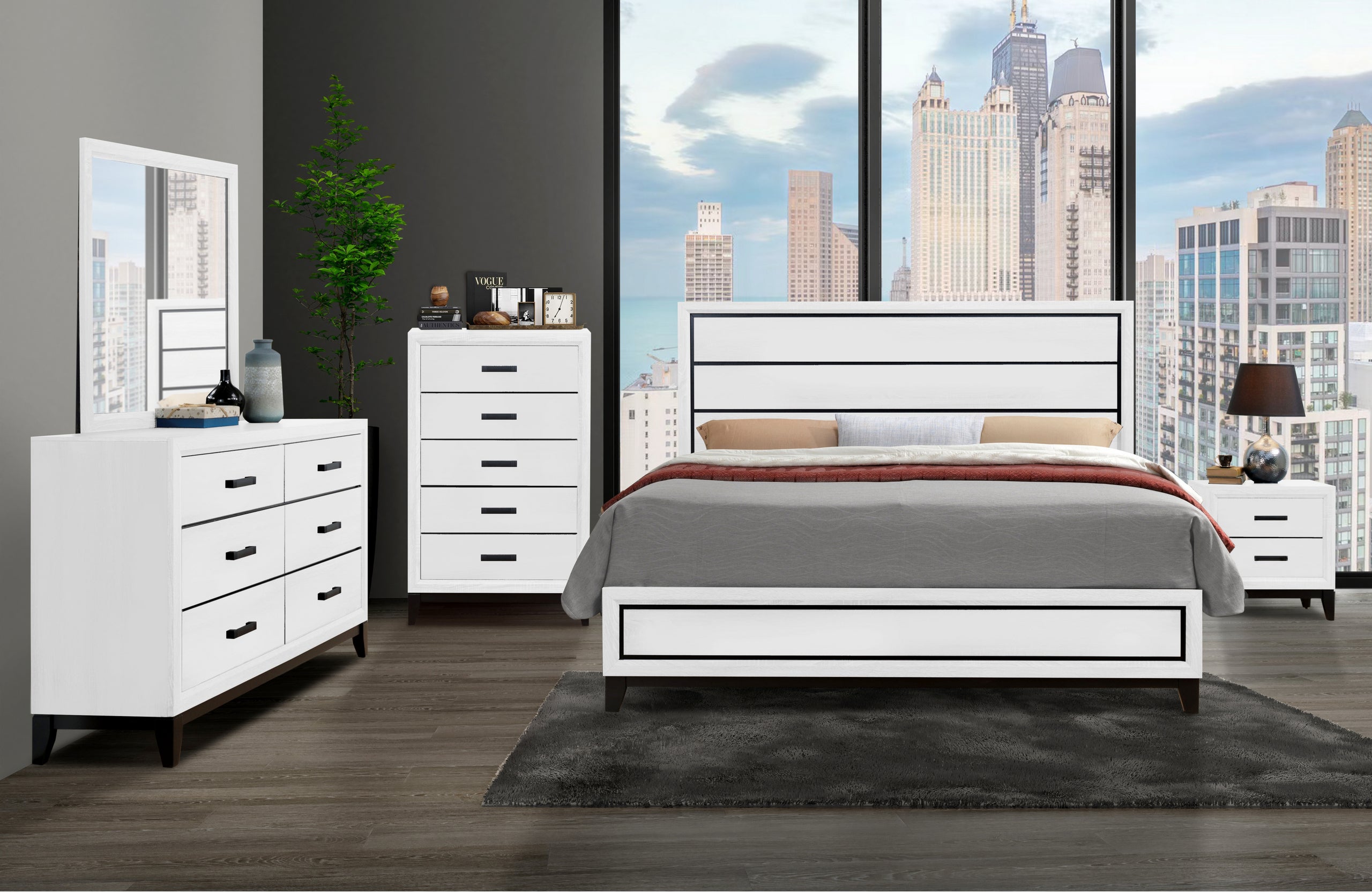 KATE WHITE KING BED GROUP