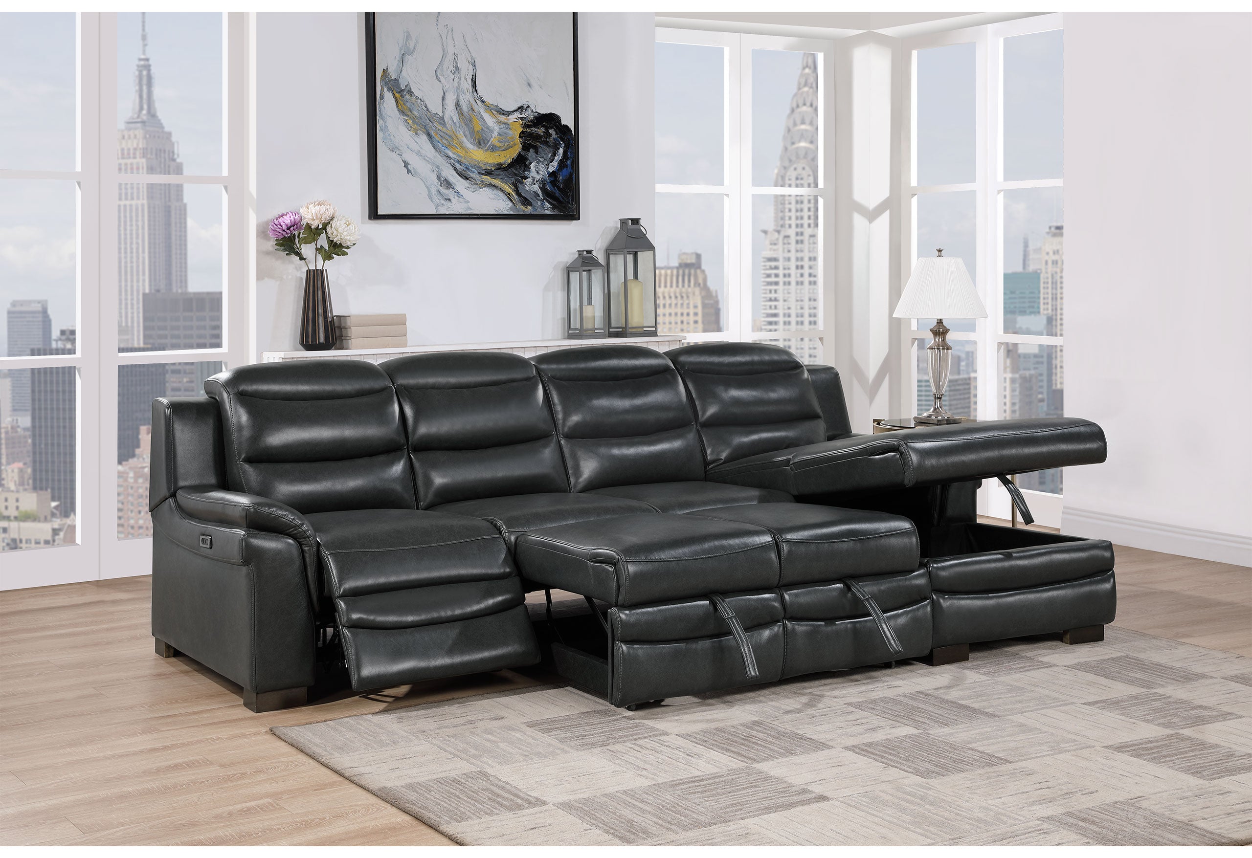 U8518 BLANCHE CHARCOAL SOFA BED WITH USB