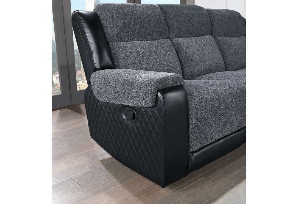 U5914 SOFÁ RECLINABLE GRIS/NEGRO