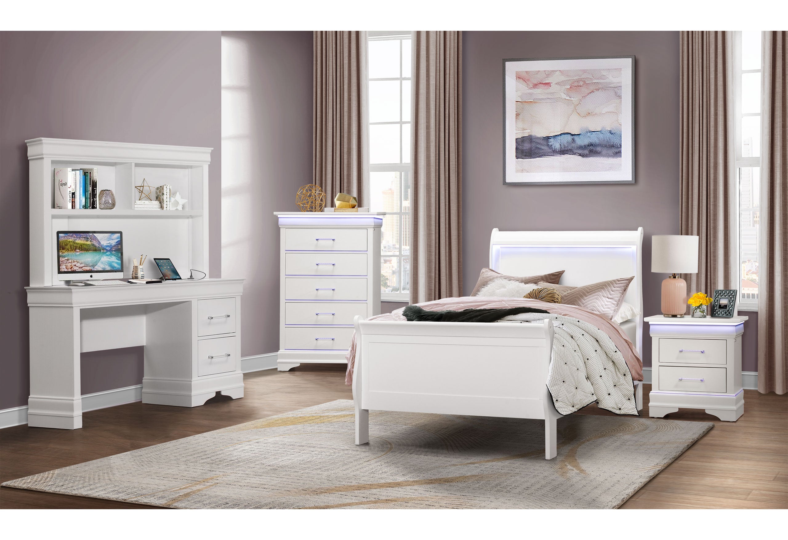 Charlie White Twin Bed