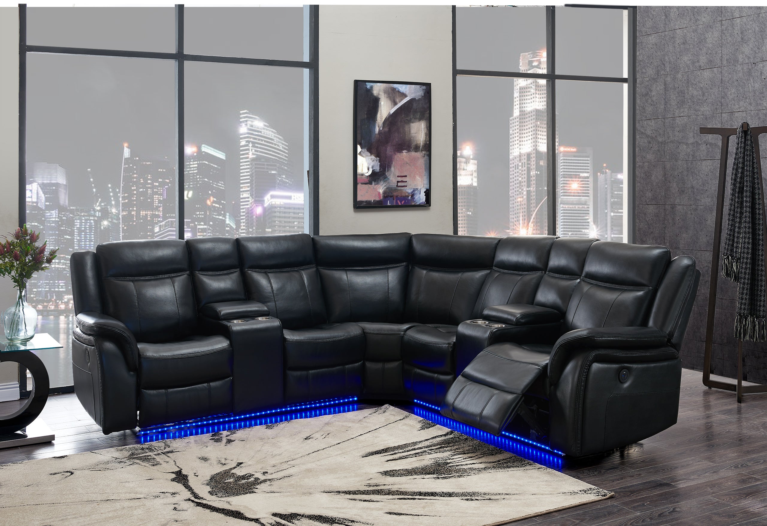 UM02 BLACK SECTIONAL PRAF CRLS WITH LED