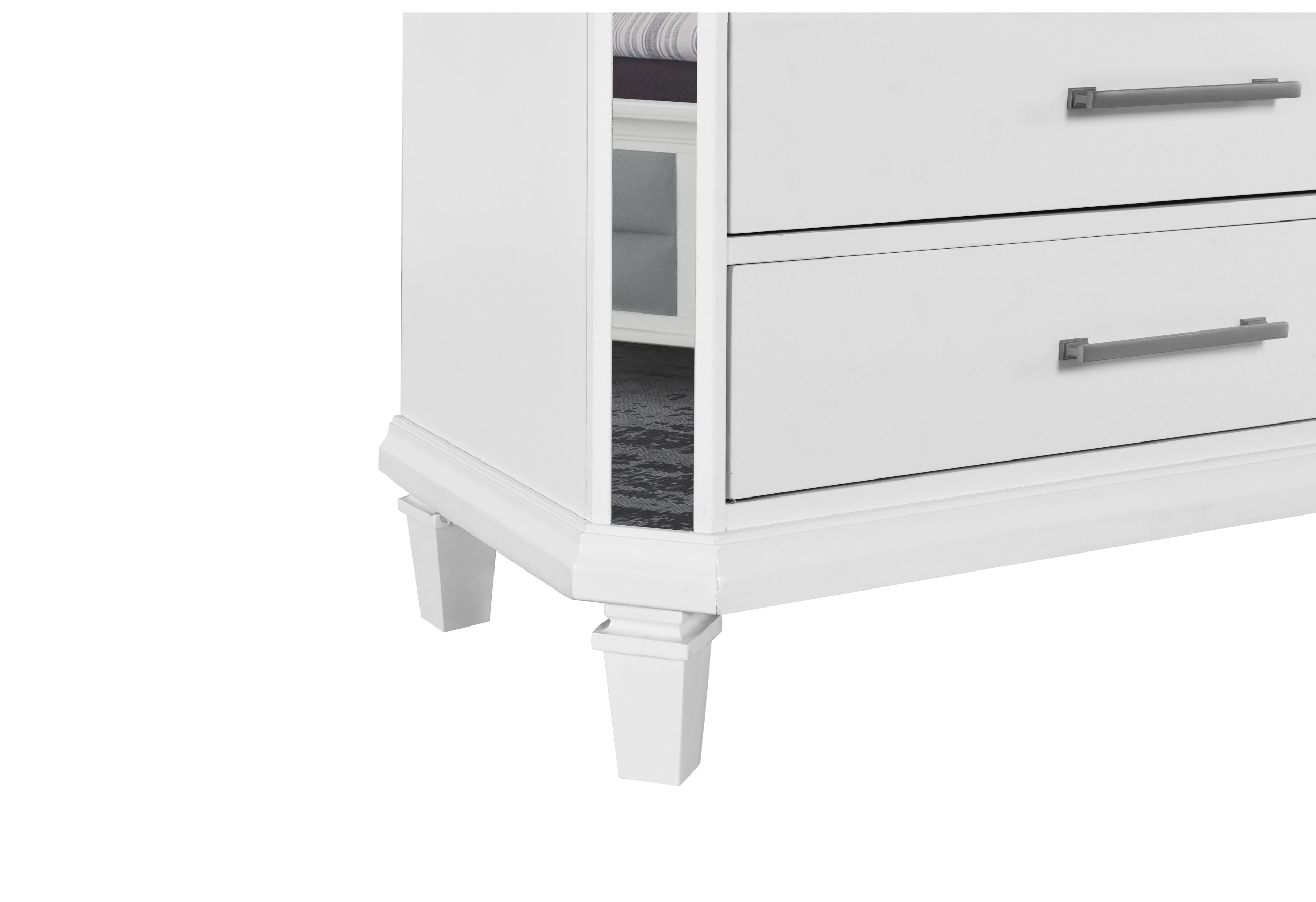 MARCO METALLIC WHITE QUEEN BED, DRESSER, MIRROR AND NIGHTSTAND