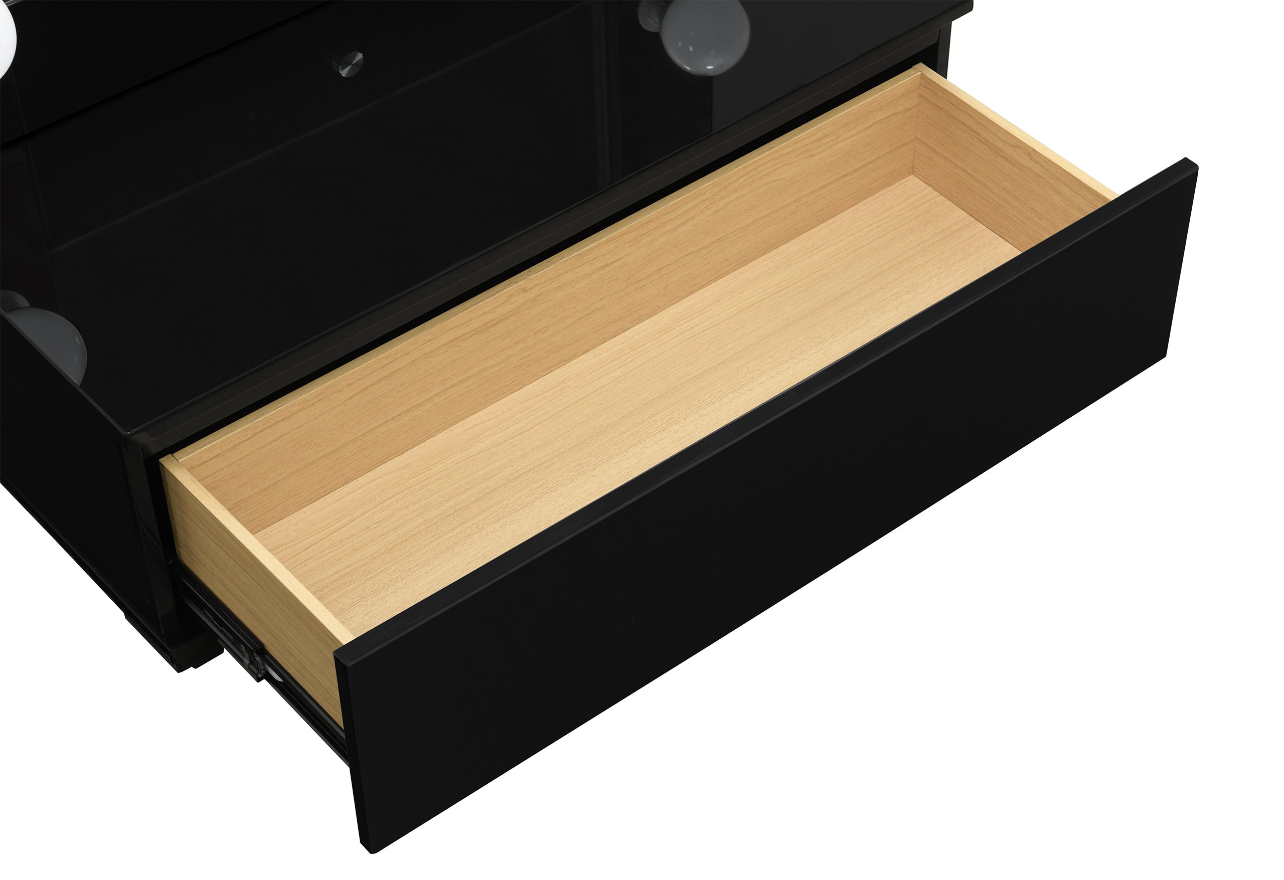 ELLA BLACK NARROW TALL MIRROR WITH DRAWER AND SPEAKER