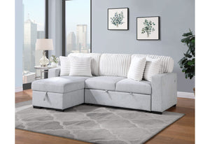 U0204 LIGHT GREY/WHITE REVERSIBLE CHAISE WITH STORAGE