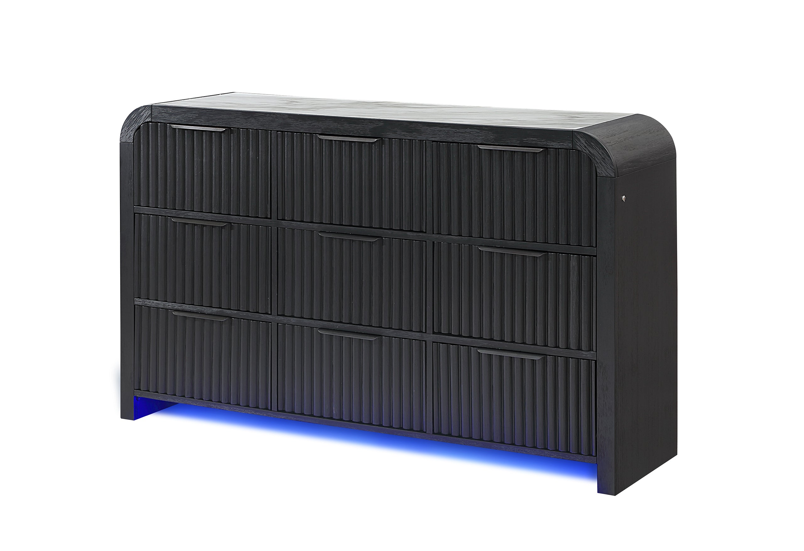 BECKETT WHT/BLK DRESSER W/ LED
