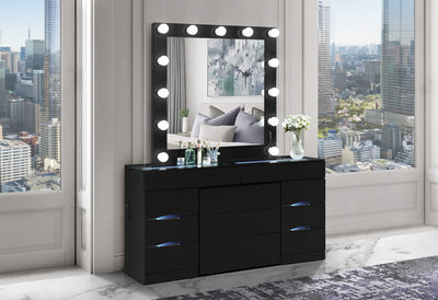 ELLA BLACK VANITY SET WITH STORAGE STOOL
