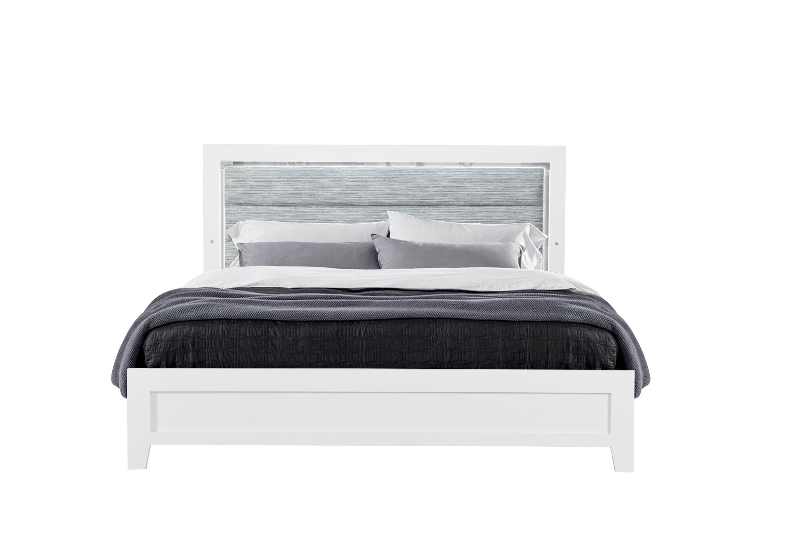 LUCCIA WHITE TWIN BED GROUP WITH LED