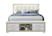 MADISON/EMMA NATURAL/WHITE KING BED, DRESSER, MIRROR AND CHEST
