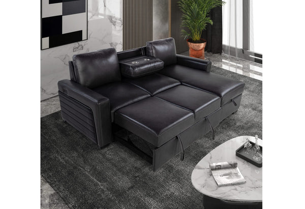 U1830 SOFÁ CAMA BLANCO CARBÓN/NEGRO CON USB Y DDT