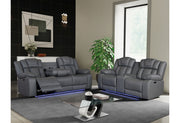 U7068 GREY 10 POWER RECLINING SOFA/POWER CONSOLE RECLINING LOVESEAT WITH LED