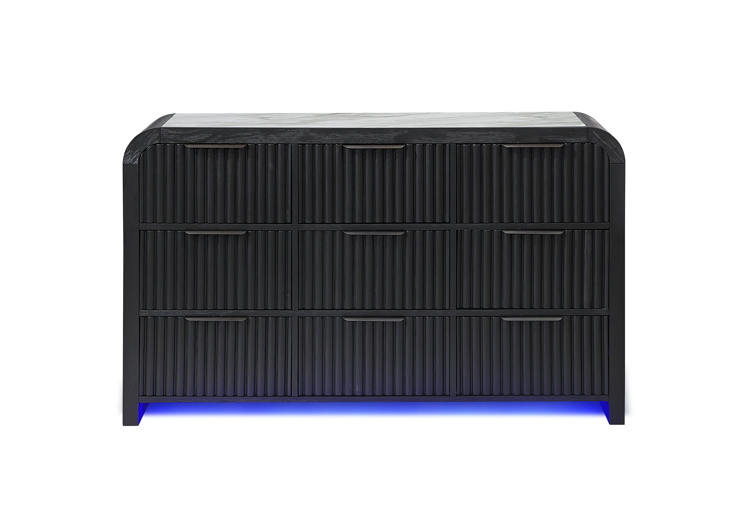 BECKETT WHT/BLK DRESSER W/ LED