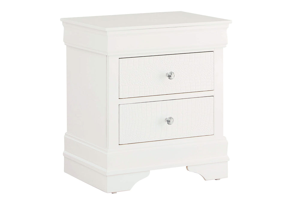 POMPEI METALLIC WHITE NIGHTSTAND