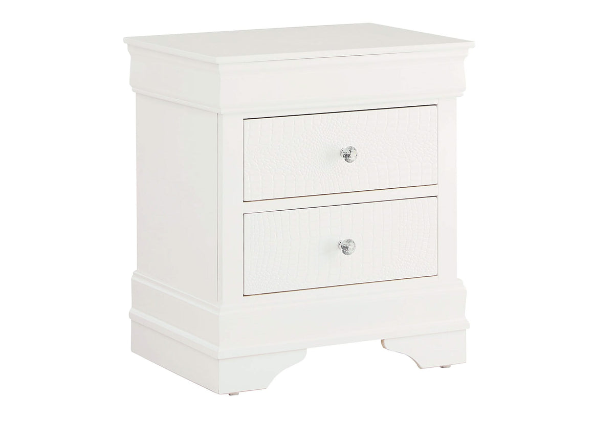 POMPEI METALLIC WHITE NIGHTSTAND