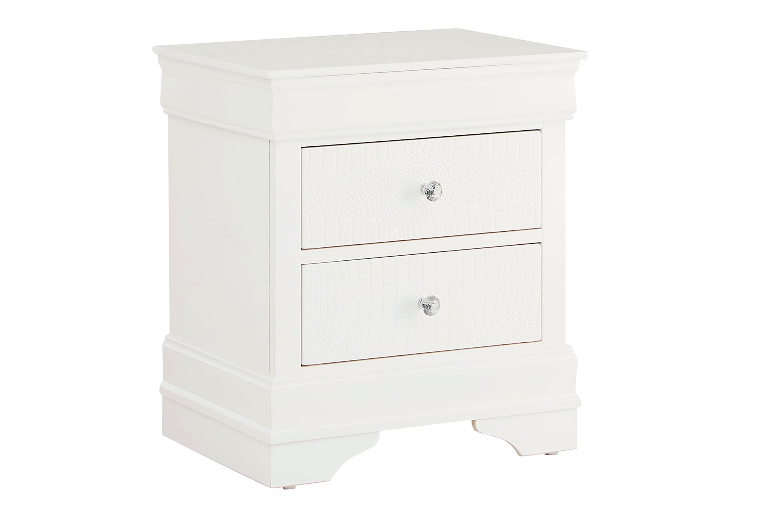POMPEI METALLIC WHITE NIGHTSTAND