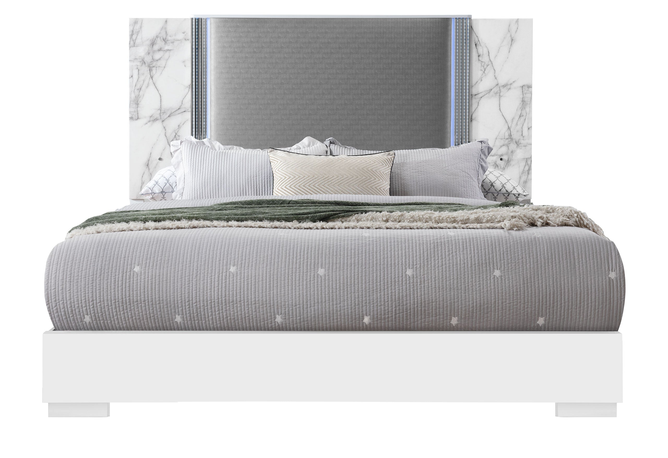 YLIME WHITE MARBLE KING BED GROUP