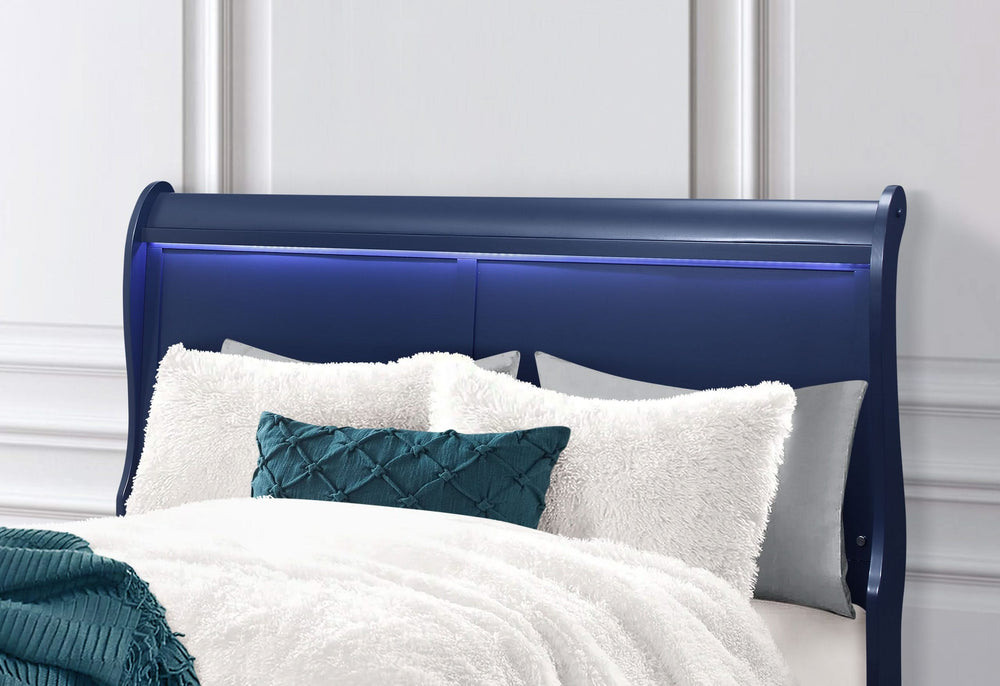 CAMA QUEEN CHARLIE BLUE CON LED
