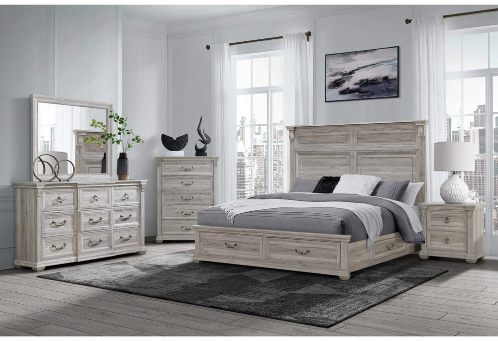 GRUPO DE CAMA TATUM NATURAL COMPLETO CON ALMACENAMIENTO
