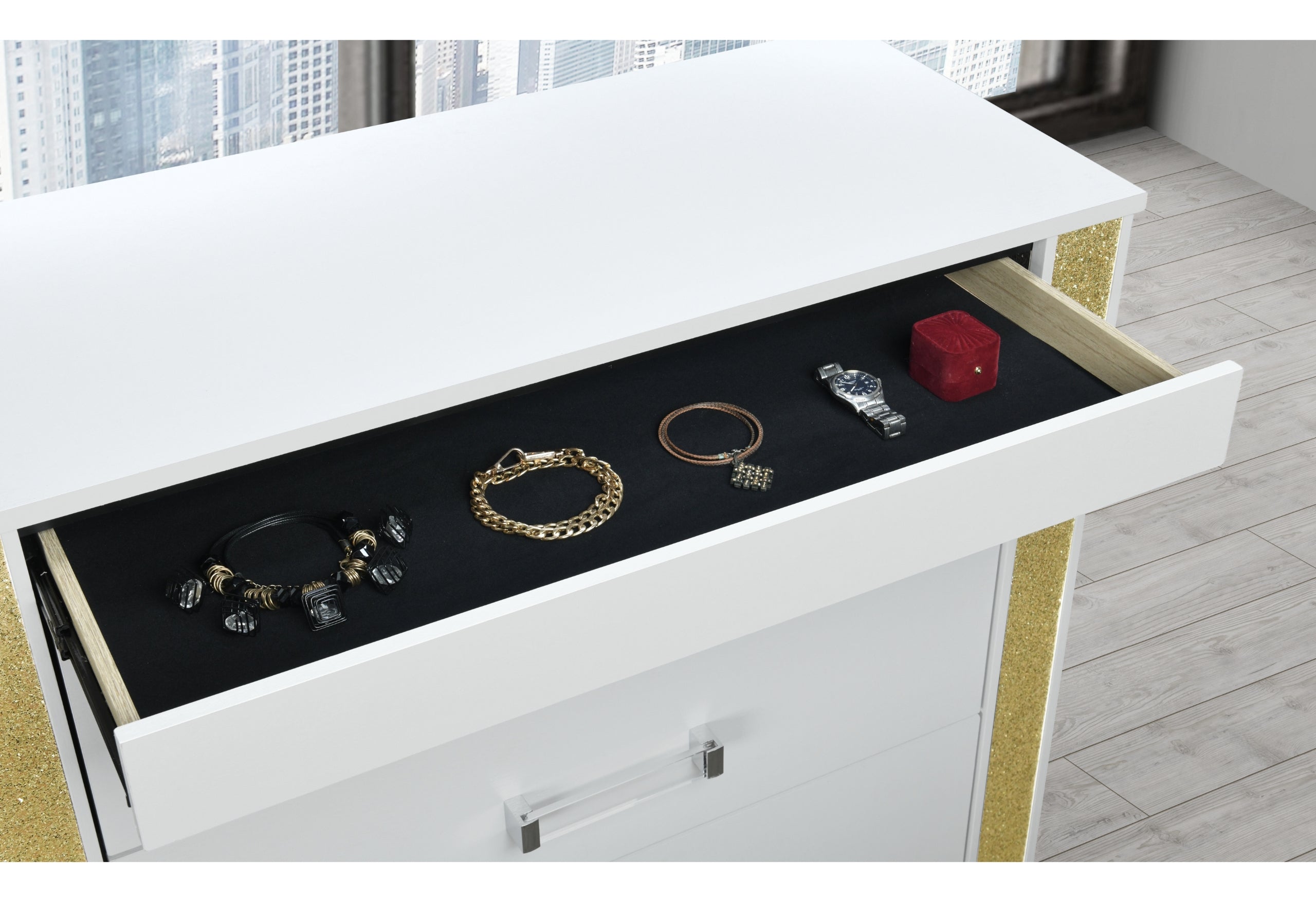 LOGAN WHITE GOLD DRESSER