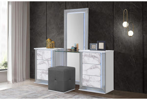 YLIME WHITE MARBLE FLOOR MIRROR WITH LED