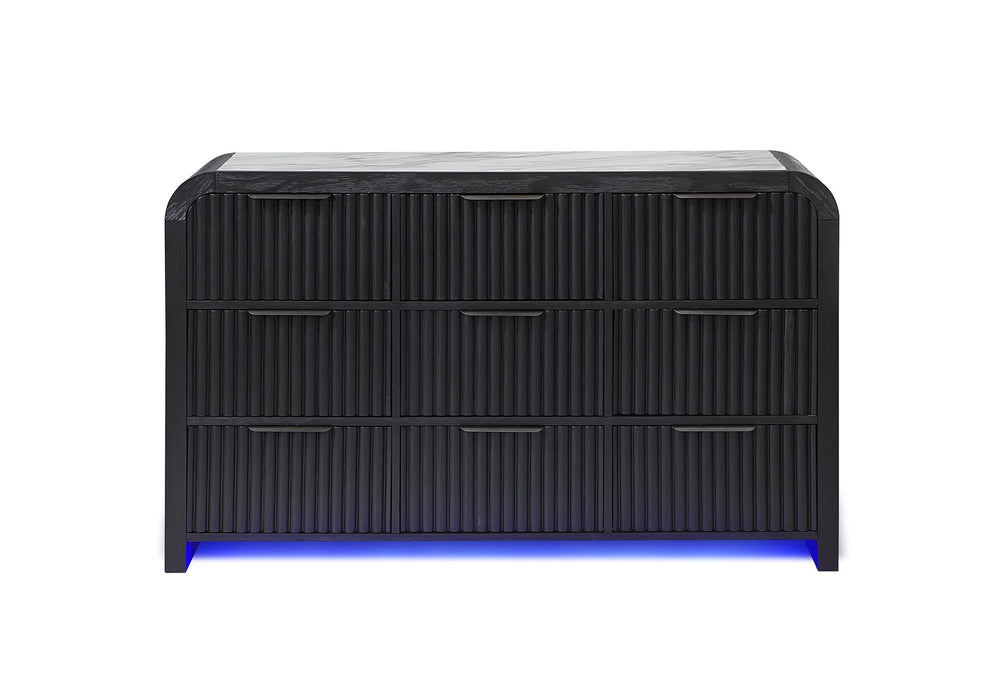 CÓMODA BECKETT BLANCA/NEGRA CON LED