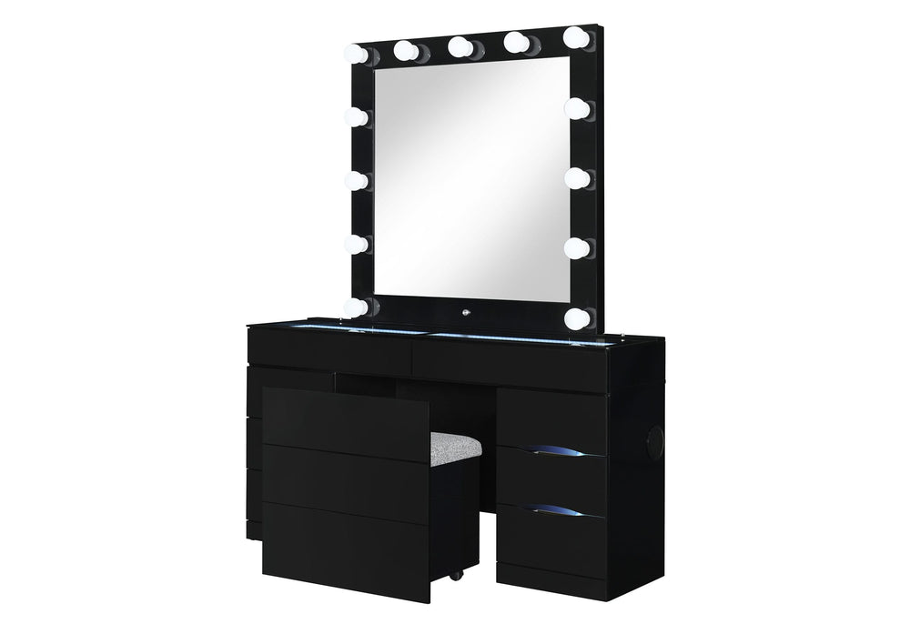 ELLA BLACK VANITY SET WITH STORAGE STOOL