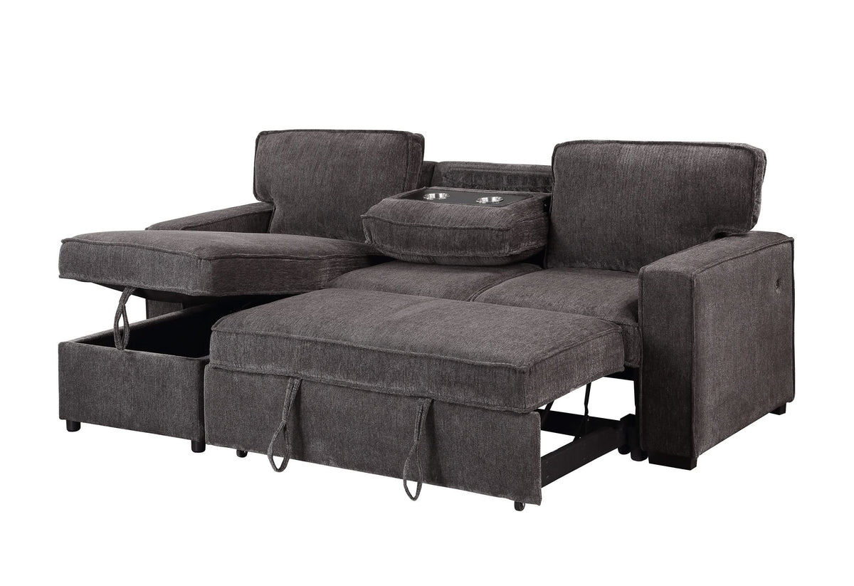 U0203 SOFÁ CAMA REVERSIBLE GRIS OSCURO