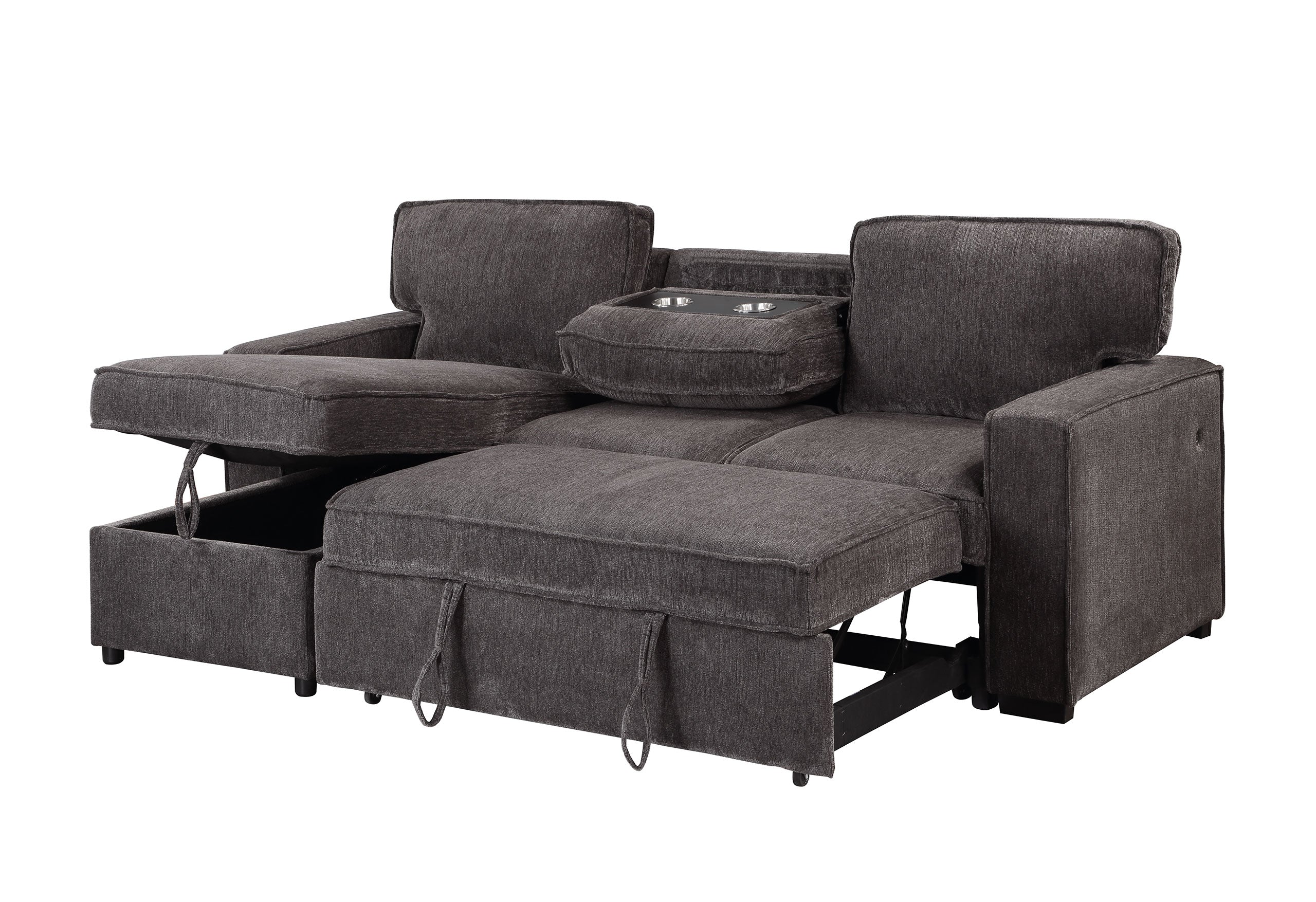U0203 DARK GREY REVERSIBLE PULL OUT SOFA BED