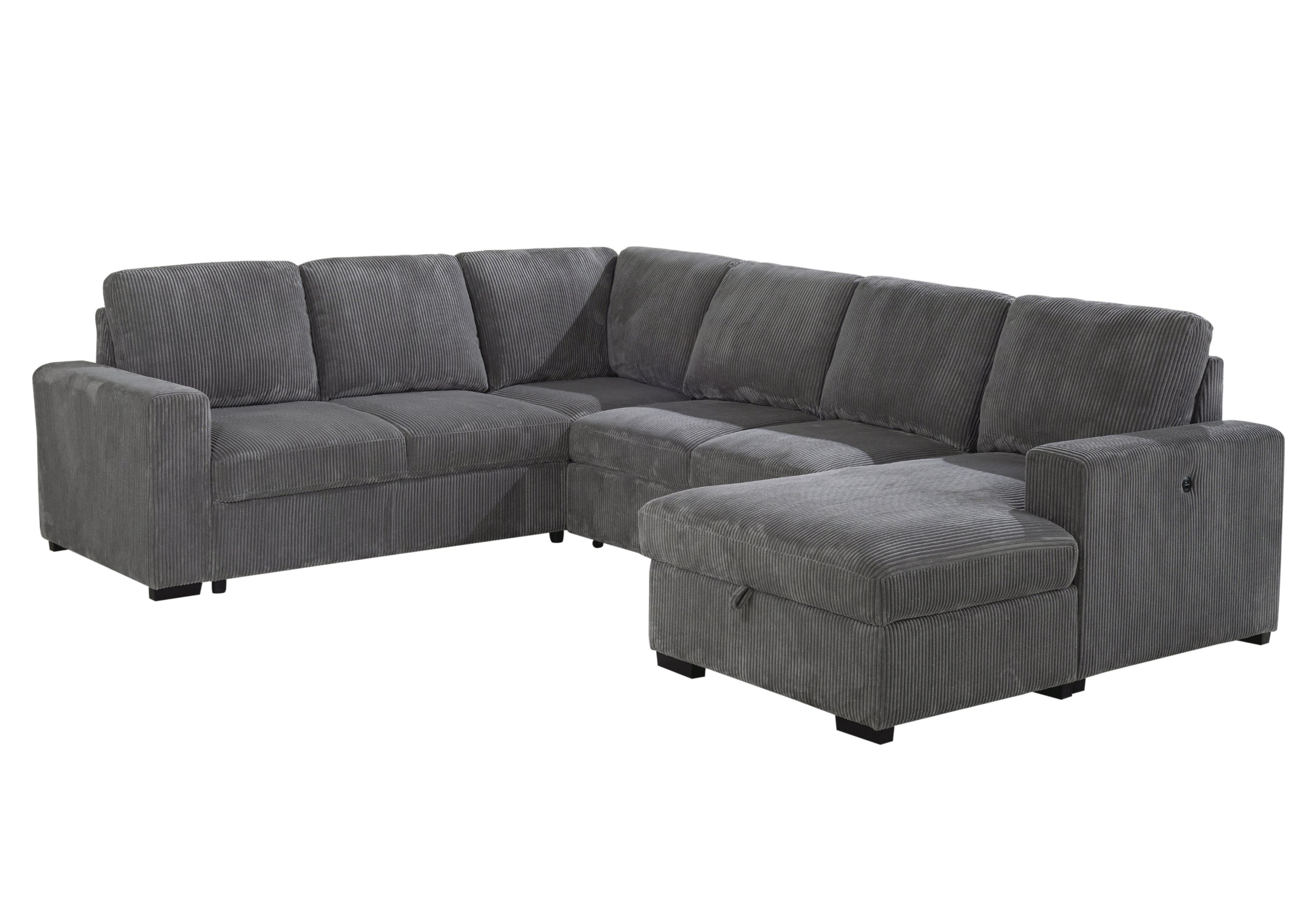 U2660 GREY SECTIONAL W/PULL OUT