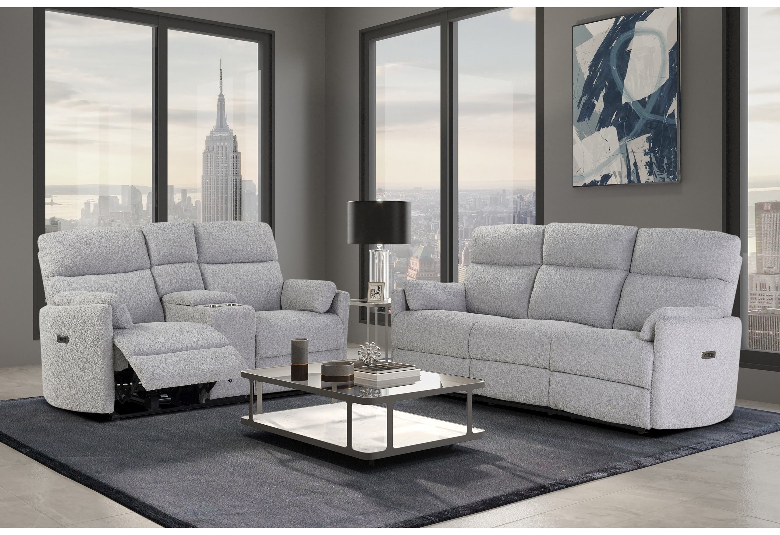 U8571 DOLPHIN POWER RECLINING SOFA/POWER CONSOLE RECLINING LOVESEAT