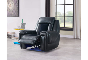 U0700 BLANCHE BLACK/VELVET POWER RECLINING SOFA / POWER CONSOLE RECLINING LOVESEAT/ POWER RECLINER WITH LED