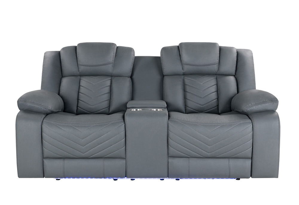 U7068 GRIS 10 CONSOLA ELÉCTRICA RECLINABLE LOVESEAT CON LED