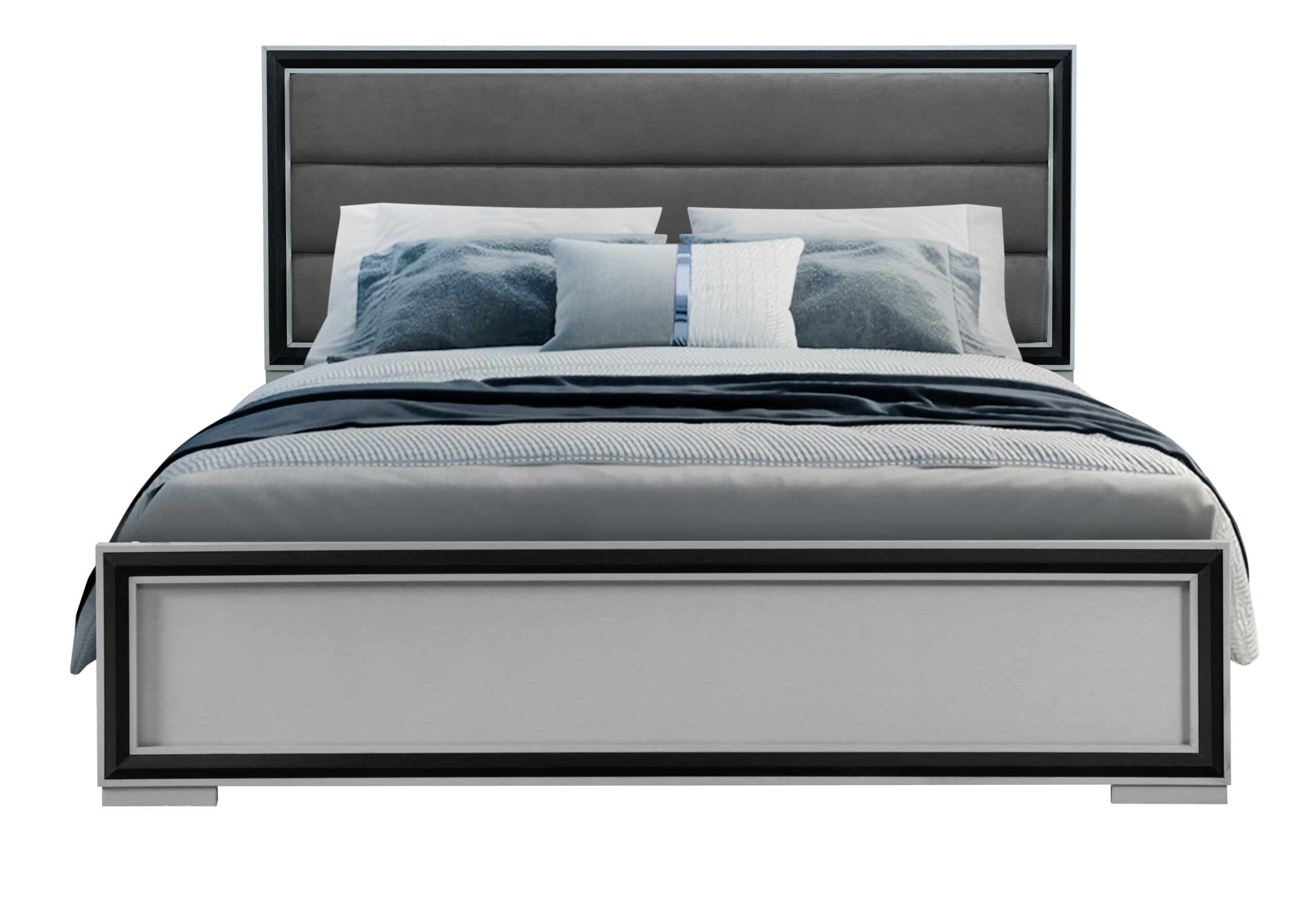AMELIA GREY/BLACK QUEEN BED, DRESSER, MIRROR AND NIGHTSTAND