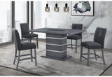 MESA DE BAR RECTANGULAR MONACO GRIS OSCURO Y 4 TABURETES