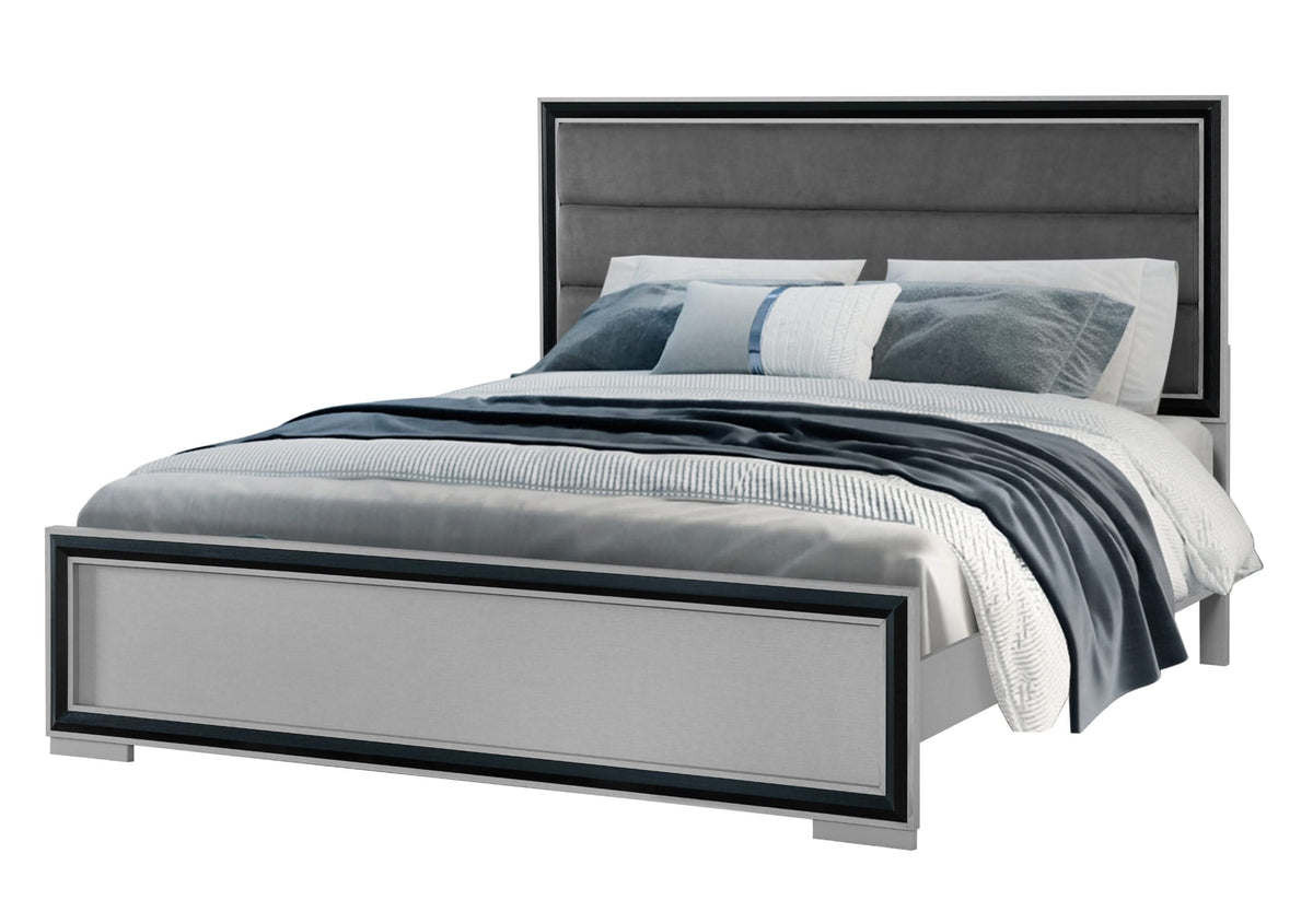 AMELIA GREY BLACK QUEEN BED GROUP W/LED