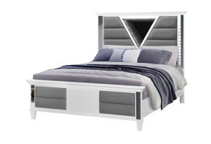 CAMA COMPLETA MARCO BLANCA METALIZADA CON ESPEJO LED 3D