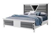 PIE DE CAMA TAPIZADO MARCO BLANCO METALIZADO KING