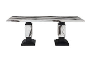 D12 DINING TABLE WHITE/BLACK TOP