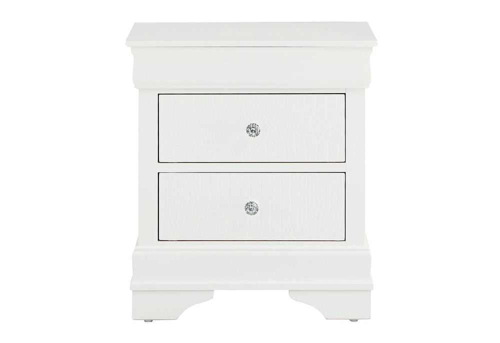 POMPEI METALLIC WHITE NIGHTSTAND