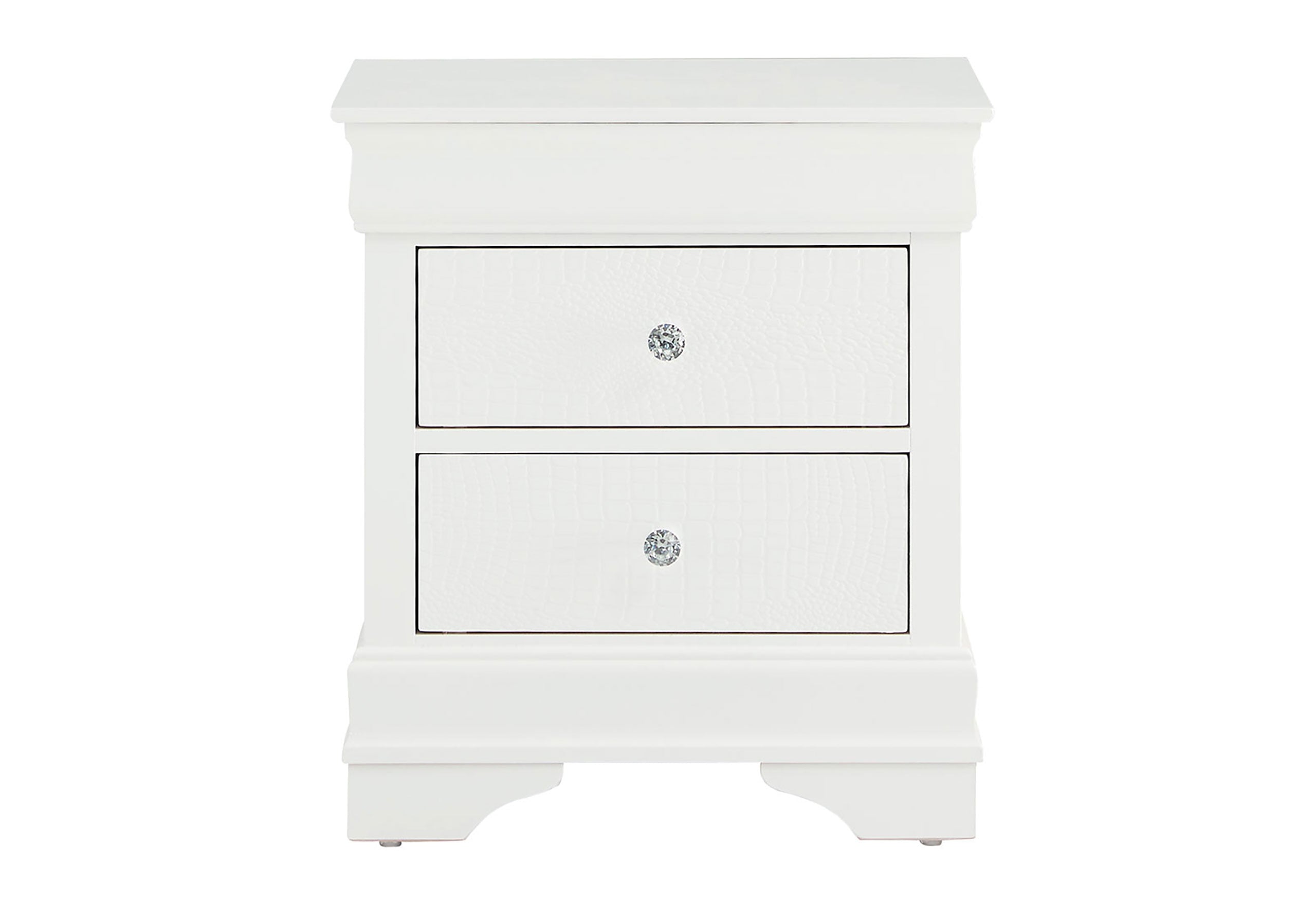 POMPEI METALLIC WHITE NIGHTSTAND